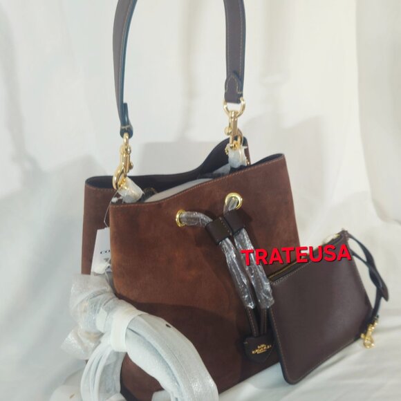 NWT Coach Rowan Bucket Bag Suede Vintage Brown CCC78 Authentic Packed - Picture 5 of 16